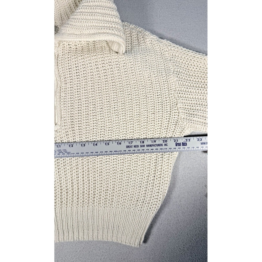 American Eagle Women's Chunky Knit Quarter Zip Pullover Sweater MEDIUM Cream - Picture 4 of 6